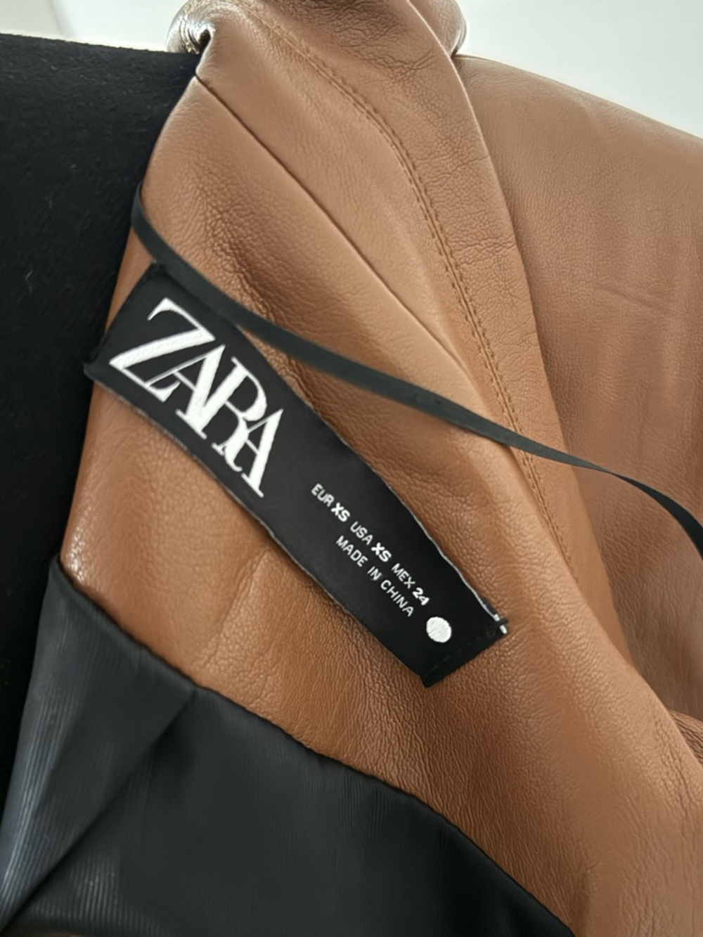 Zara Cognac Faux Leather Single-Button Blazer - Picture 7 of 8